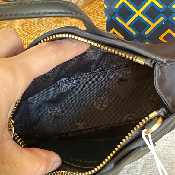 NWT , tory burch ella nylon mini tote crossbody in black 146437 - Picture 6 of 14